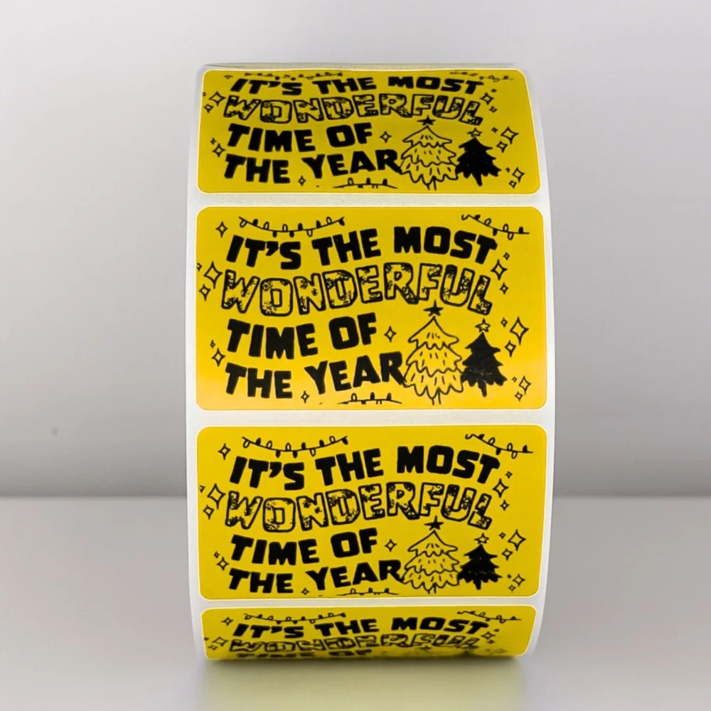 Wonderful Time of Year Stickers | Green Holiday Christmas Packaging Labels - Picture 9 of 11